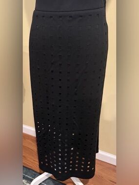 Project Runway All Stars Black Maxi Skirt Back Zip Laser Cut Design Size 20W